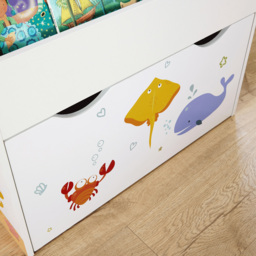 Home Source Anya 3 Drawer Single Shelf Multicolour Sealife Animal Kids Bookcase - White - Wilko - thumbnail 6