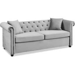 Home Detail Ascot Chesterfield 3 Seater Grey Velvet Sofa - Wilko - thumbnail 3