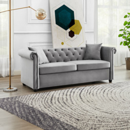 Home Detail Ascot Chesterfield 3 Seater Grey Velvet Sofa - Wilko - thumbnail 7