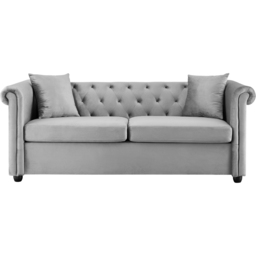 Home Detail Ascot Chesterfield 3 Seater Grey Velvet Sofa - Wilko - thumbnail 4