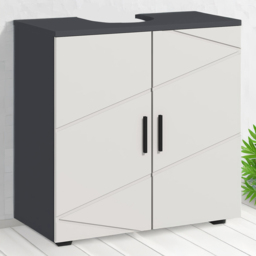 Kleankin 2 Door Light Grey Bathroom Vanity Unit - Size: 60.0 x 30.0 x 60.0cm - Wilko