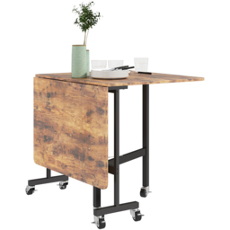 HOMCOM 6 Seater Brown Drop Leaf Mobile Dining Table - Wilko - thumbnail 3