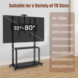 Costway Mobile TV Stand Rolling Cart with Camera and AV Shelf - Size: 162.2 x 64 x 10.7cm - Black - Wilko - thumbnail 6