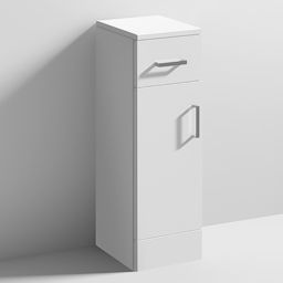nuie Mayford Single Door Single Drawer Gloss White Floor Standing Cupboard - Size: 766 x 250 x 330mm - Wilko