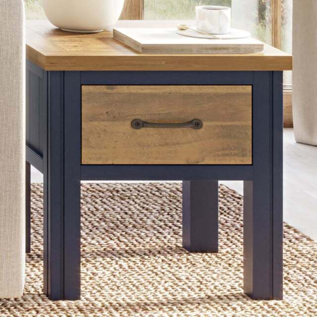 Baumhaus Splash of Blue Single Drawer Wooden Lamp Table - Wilko - image 1