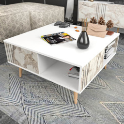 Decorotika Ronas Single Shelf White and Ephesus Square Coffee Table - Size: 46.5 x 89.6 x 89.6cm - Multi - Wilko - thumbnail 4