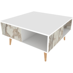 Decorotika Ronas Single Shelf White and Ephesus Square Coffee Table - Size: 46.5 x 89.6 x 89.6cm - Multi - Wilko - thumbnail 5