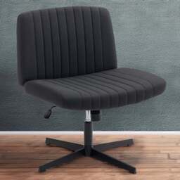 HOMCOM Black Linen Criss Cross Tilting Office Chair - Size: 86 x 61 x 64cm - Wilko