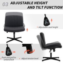 HOMCOM Black Linen Criss Cross Tilting Office Chair - Size: 86 x 61 x 64cm - Wilko - thumbnail 7