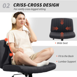 HOMCOM Black Linen Criss Cross Tilting Office Chair - Size: 86 x 61 x 64cm - Wilko - thumbnail 6