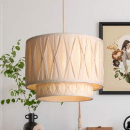 Lighting Collection Aurelia Cream Pinch Pleat Ceiling Shade - Size: 23 x 30 x 30cm - Wilko - thumbnail 3