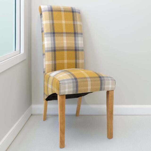 Karta Set of 2 Yellow Check Dining Chair - Wilko - image 1