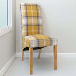 Karta Set of 2 Yellow Check Dining Chair - Wilko - thumbnail 1