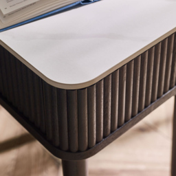 Julian Bowen Louis Single Drawer Black Fluted Stone Top Lamp Table - Size: 56 x 40 x 35cm - White - Wilko - thumbnail 6