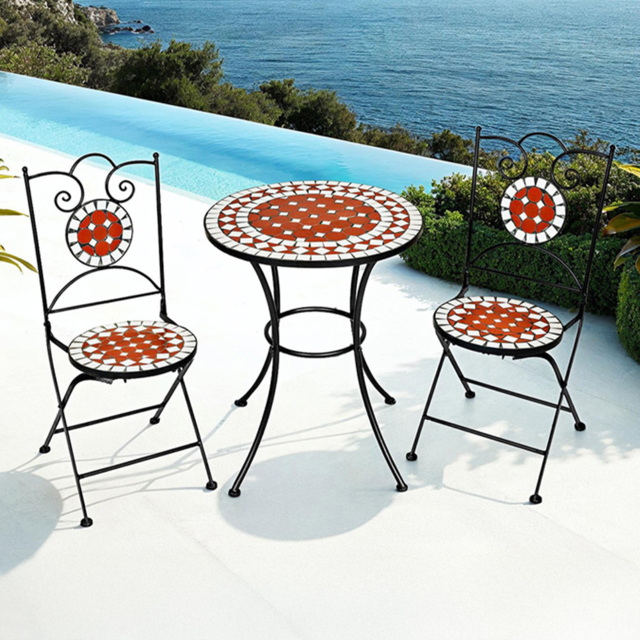 tectake 2 Seater Mosaic Patio Bistro Set - Brown - Wilko - image 1