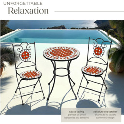 tectake 2 Seater Mosaic Patio Bistro Set - Brown - Wilko - thumbnail 5
