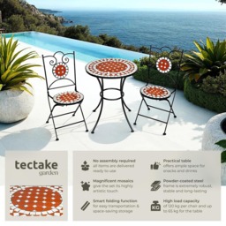 tectake 2 Seater Mosaic Patio Bistro Set - Brown - Wilko - thumbnail 7