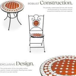 tectake 2 Seater Mosaic Patio Bistro Set - Brown - Wilko - thumbnail 4