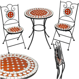 tectake 2 Seater Mosaic Patio Bistro Set - Brown - Wilko - thumbnail 3