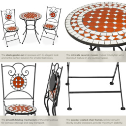 tectake 2 Seater Mosaic Patio Bistro Set - Brown - Wilko - thumbnail 6