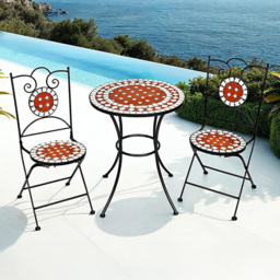 tectake 2 Seater Mosaic Patio Bistro Set - Brown - Wilko - thumbnail 1