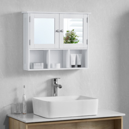 Lassic Bath Vida Priano White 2 Door Mirror Bathroom Cabinet - Size: 50 x 60 x 14cm - Wilko - thumbnail 4