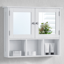 Lassic Bath Vida Priano White 2 Door Mirror Bathroom Cabinet - Size: 50 x 60 x 14cm - Wilko - thumbnail 1