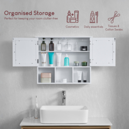 Lassic Bath Vida Priano White 2 Door Mirror Bathroom Cabinet - Size: 50 x 60 x 14cm - Wilko - thumbnail 7