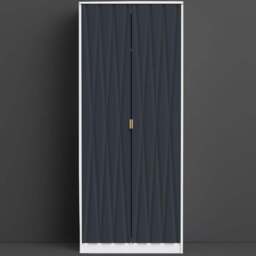 Crowndale Diamond Ready Assembled 2 Door Matt Indigo and White Tall Double Wardrobe - Wilko - thumbnail 1