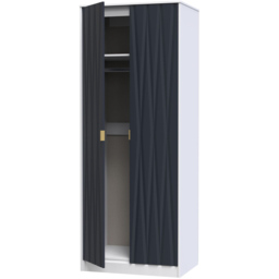Crowndale Diamond Ready Assembled 2 Door Matt Indigo and White Tall Double Wardrobe - Wilko - thumbnail 5