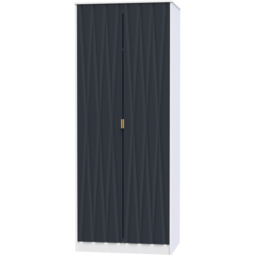 Crowndale Diamond Ready Assembled 2 Door Matt Indigo and White Tall Double Wardrobe - Wilko - thumbnail 3