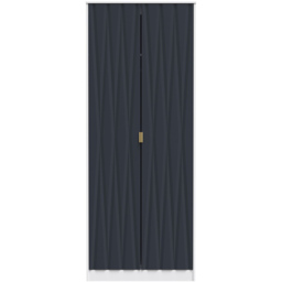 Crowndale Diamond Ready Assembled 2 Door Matt Indigo and White Tall Double Wardrobe - Wilko - thumbnail 4