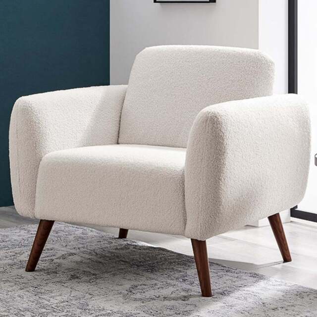 Furniturebox Terry White Boucle Armchair - Size: Single - Wilko - image 1