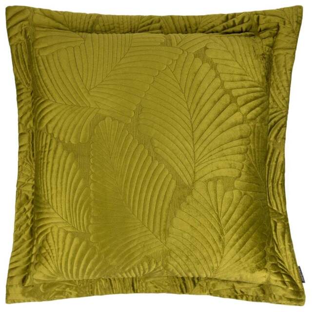 Paoletti Palmeria Moss Quilted Velvet Cushion - Size: 60 x 60 cm - Green - Wilko - image 1