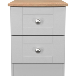 Crowndale Sussex 2 Drawer Grey Ash and Bardolino Oak Compact Bedside Cabinet Ready Assembled - Grey Ash & Bardolino Oak - Wilko - thumbnail 3