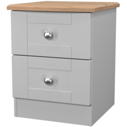 Crowndale Sussex 2 Drawer Grey Ash and Bardolino Oak Compact Bedside Cabinet Ready Assembled - Grey Ash & Bardolino Oak - Wilko - thumbnail 4