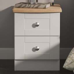 Crowndale Sussex 2 Drawer Grey Ash and Bardolino Oak Compact Bedside Cabinet Ready Assembled - Grey Ash & Bardolino Oak - Wilko - thumbnail 1