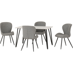 Seconique Marlow and Quebec 4 Seater Dining Set White Marble and Grey PU - White Marble/Grey Pu - Wilko - thumbnail 4