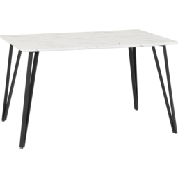 Seconique Marlow and Quebec 4 Seater Dining Set White Marble and Grey PU - White Marble/Grey Pu - Wilko - thumbnail 5