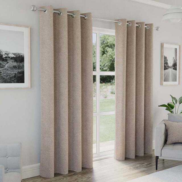 Enhanced Living Austin Natural Blackout Eyelet Thermal Curtains 117 x 229cm - Cream - Wilko - image 1