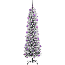 vidaXL Pre-Lit Warm White LED and Lilac Baubles White Artificial Christmas Tree with Stand 6.8ft - Wilko - thumbnail 5