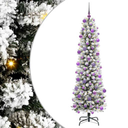 vidaXL Pre-Lit Warm White LED and Lilac Baubles White Artificial Christmas Tree with Stand 6.8ft - Wilko - thumbnail 3