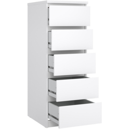 Florence 5 Drawer White High Gloss Narrow Chest of Drawers - Furniture to Go - Wilko - thumbnail 5