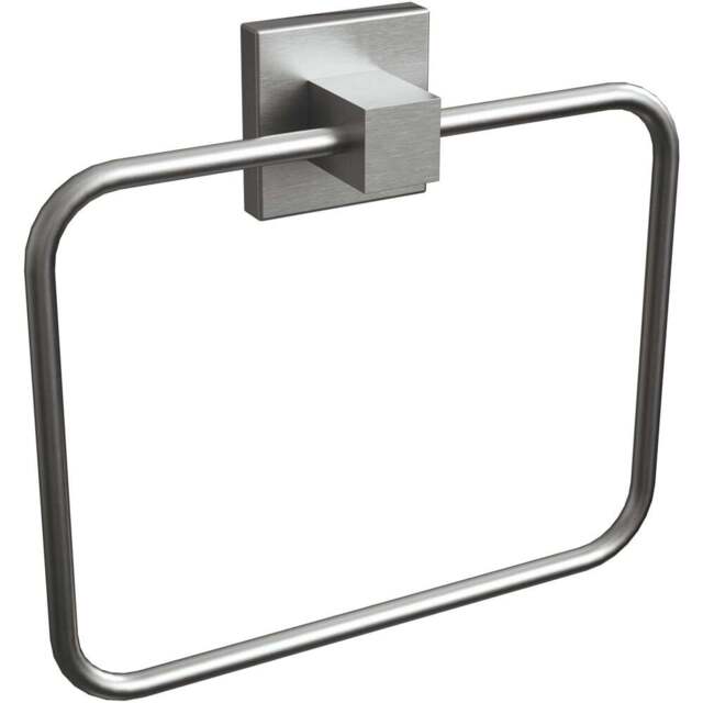 Rothley Brushed Silver Square Towel Ring 185mm - Size: 17.5 x 6.5 x 20cm - Wilko - image 1