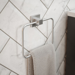 Rothley Brushed Silver Square Towel Ring 185mm - Size: 17.5 x 6.5 x 20cm - Wilko - thumbnail 3