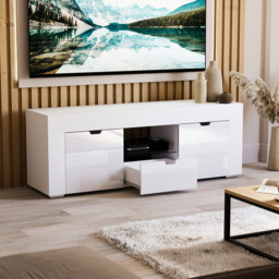 VIDA DESIGNS Eclipse 2 Door Single Drawer Single Shelf White LED TV Unit - Size: 45 x 130 x 35cm - Wilko - thumbnail 7
