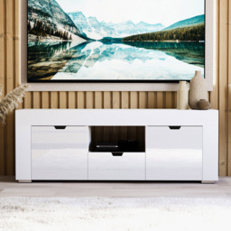 VIDA DESIGNS Eclipse 2 Door Single Drawer Single Shelf White LED TV Unit - Size: 45 x 130 x 35cm - Wilko - thumbnail 4