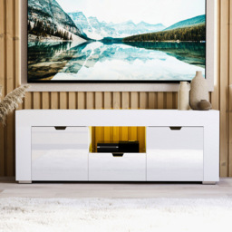 VIDA DESIGNS Eclipse 2 Door Single Drawer Single Shelf White LED TV Unit - Size: 45 x 130 x 35cm - Wilko - thumbnail 5