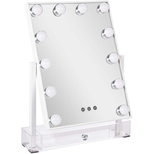 Living and Home White Rectangle LED Hollywood Vanity Makeup Mirror 36.5 x 47.5cm - Size: 47.5 x 36.5 x 8.5cm - Wilko - image 1