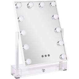Living and Home White Rectangle LED Hollywood Vanity Makeup Mirror 36.5 x 47.5cm - Size: 47.5 x 36.5 x 8.5cm - Wilko - thumbnail 1
